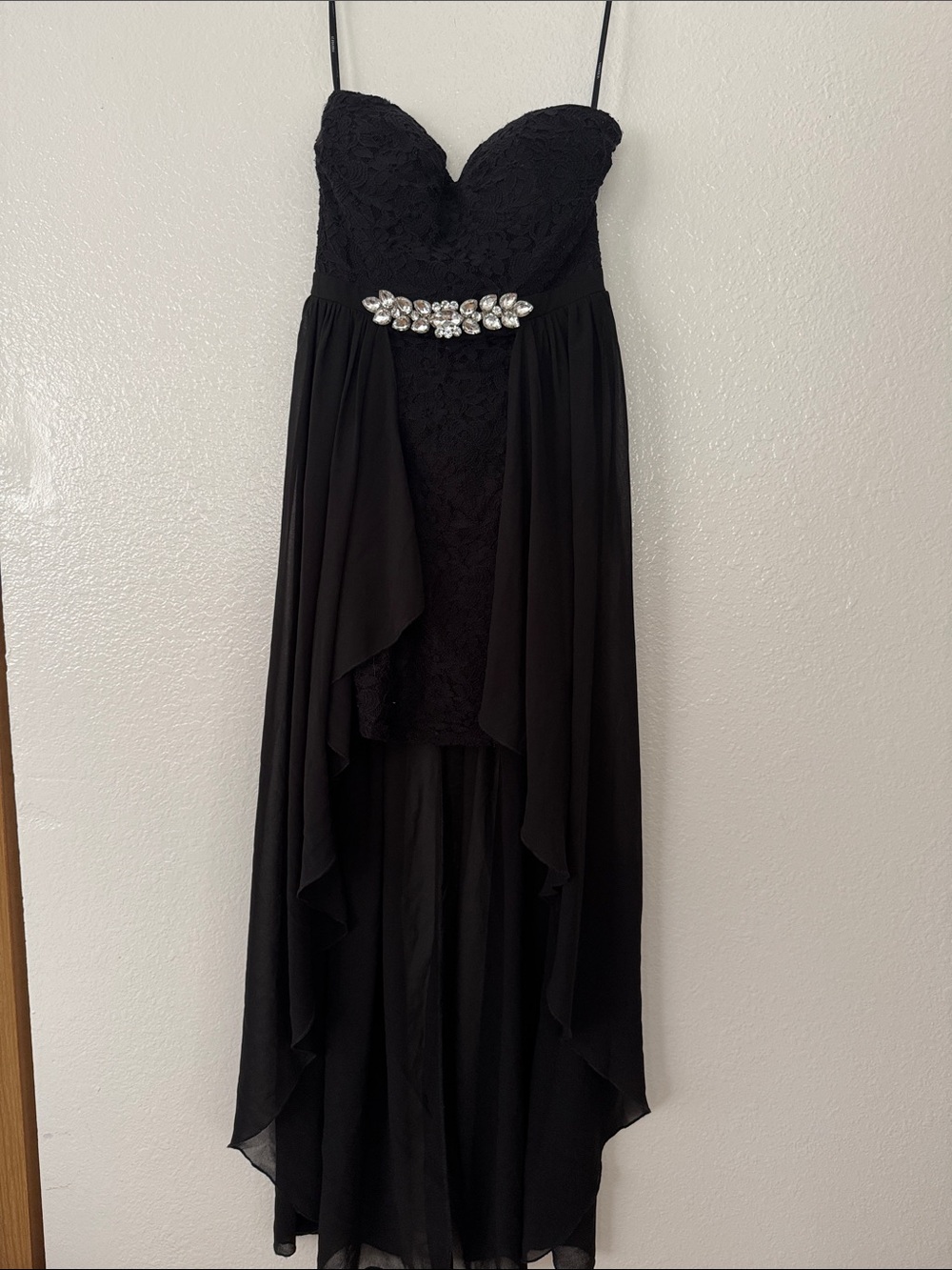 Forever 21 Black Strapless High-Low Dress with Rhinestone Accent